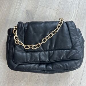 Mango Black Shoulder Bag with Gold Chain